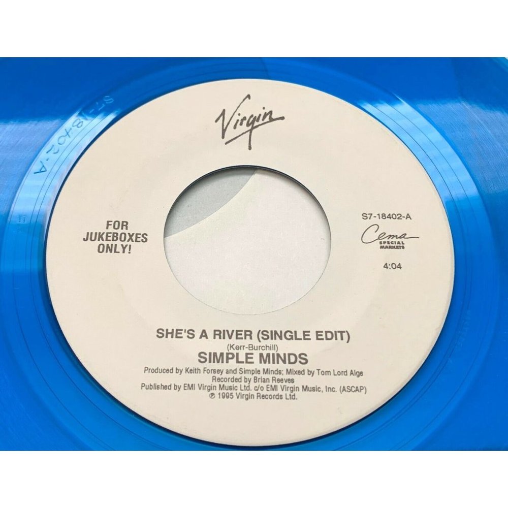 Simple Minds She's a River / Celtic Strings 45 Rock Blue Vinyl Record Virgin